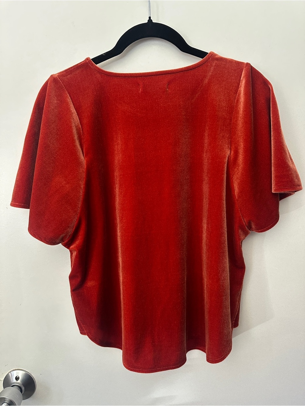 Madewell Velvet Short-Sleeve Top - Rust Red - Picture 5 of 6